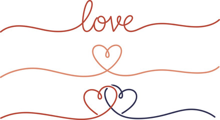 Elegant continuous line drawing of love and hearts isolated on white background minimalist vector illustration of romantic concept for valentines day card