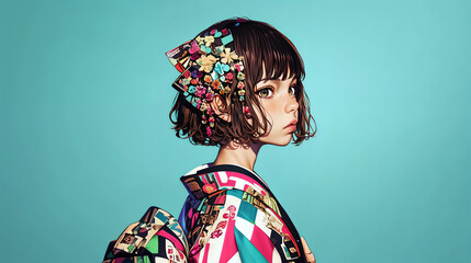 着物を着た若い女性