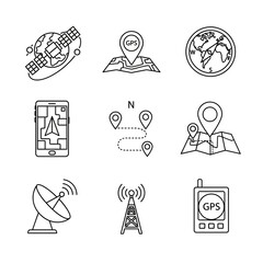 Fototapeta premium Explore with confidence using these navigation icons, perfect for mapping apps, travel guides, and location-based services. Enhance your next project!