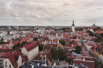 Tallinn city panorama, Estonia, Tallinn cityscape with tile roofs