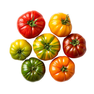 Colorful heirloom tomatoes a vibrant mix of red yellow green png