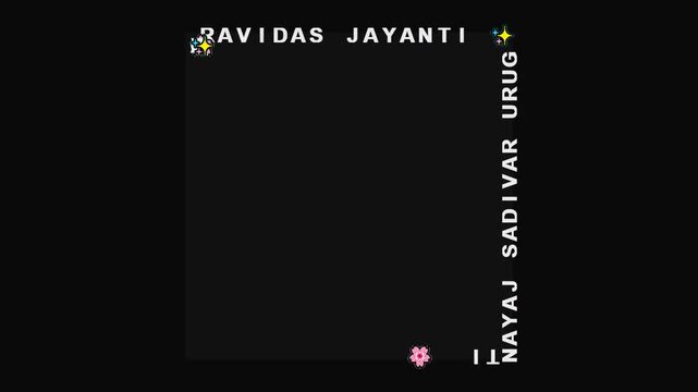 Guru Ravidas Jayanti Text Animation Black Background.