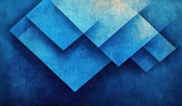 layered textured blue geometric squares and rectangles overlapping with deep shadows and subtle gradients creating a calm serene abstract composition - Powered by Adobe