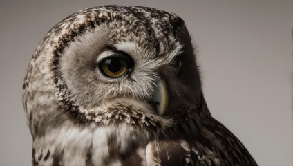 Close-up Portrait of a Tawny Owl with Detailed Plumage.