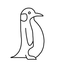 Penguin outline simple black line art.