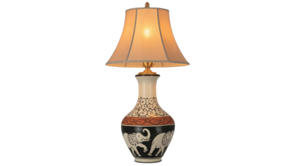 Decorative table lamp with vase design isolated on transparent background