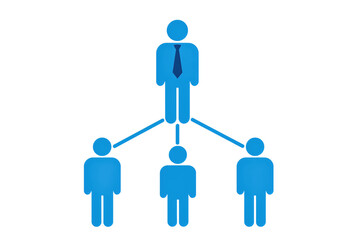 Blue business hierarchy diagram with team structure