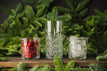 Making cocktail. Christmas mojito. Selective focus.