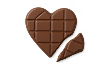 Broken chocolate heart representing love and disappointment