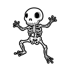 A dancing skeleton in a lively pose, full-body illustration, dynamic movement, white background, am-24 reference