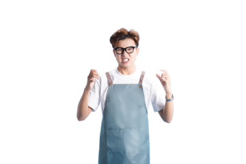 Frustration Unleashed: A person wearing glasses with a look of extreme anger, with both hands clenched showing the feelings of frustration.