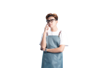 Focused Contemplation: A person, dressed in casual wear, holds a thoughtful pose while wearing eyeglasses, lost in deep contemplation and introspection.