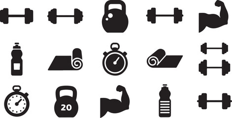 Fitness icons for workout and exercise routines