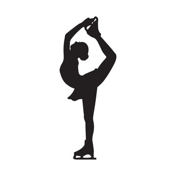 Graceful Figure Skater Silhouette Performing Elegant Pose on Ice
