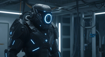 Futuristic Robot in High Tech Laboratory