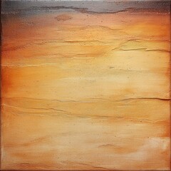 textured warm abstract painting with horizontal layers of golden orange and brown evoking calm sunset serenity on canvas