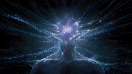 Abstract Enlightenment: A visually stunning depiction of the human form, rendered in captivating light, symbolizing the interconnectedness of mind and consciousness, the radiant energy of thought.
