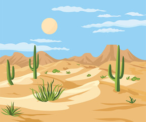 desert landscape illustration with cactus