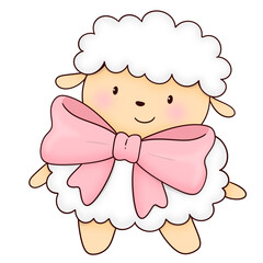 Cute sheep with bow