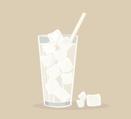 Glass of lemonade juice with ice illustration
