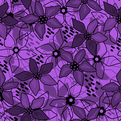 Flowers sketch retro black and purple rustic
