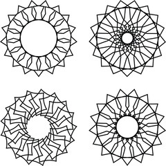 Premium Geometric Vector Mega-Bundle - Guilloche Rosettes, Halftone Mandalas, Spirograph Radial Ornaments, and Hypnotic Optical Art Spirals for High-End Graphic Design