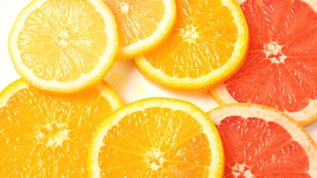 Vibrant Slices of Oranges Lemons and Grapefruits A Refreshing Citrus Medley