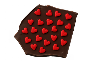 Dark chocolate bark with red heart sprinkles