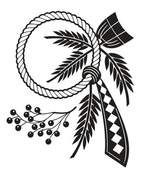 Japanese Shimenawa Sacred Rope Decoration Illustration Clipart Vector