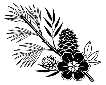 
Pine Cone Pine Branch Floral Illustration Clipart Vector

