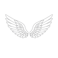 Obraz premium Detailed Line Art Depiction of Symmetrical Angel Wings.