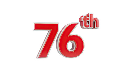 76th Anniversary Celebration - Red Number on White Background