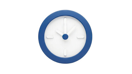 Blue Clock Showing Time on White Background