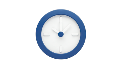 Blue Clock Showing Time on White Background
