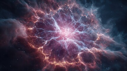 Neon supernova burst glowing with radiant electric shockwaves, vibrant cosmic explosion art in glowing neon for space visuals and digital design