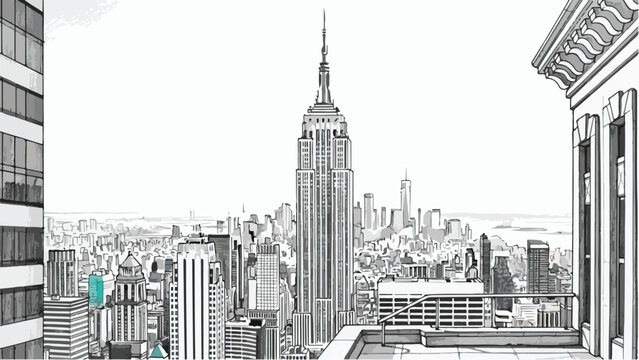 Empire state building architecture landmark in new york city vector sketch