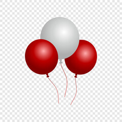 3d realistic glossy white and red balloons