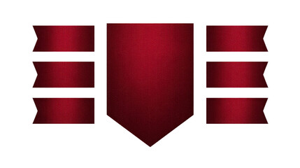 Red ribbon banner maroon shield blank label vintage style isolated decorative award emblem graphic design elegant classic template celebration festive empty badge vector ornate