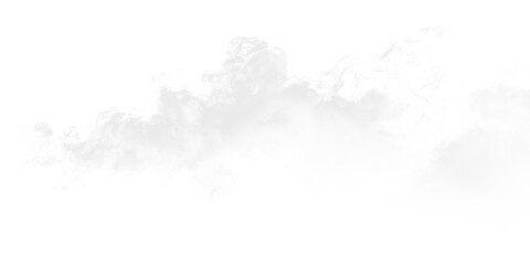 Cloud formation on a transparent background with soft edges and light shading creating a natural atmospheric effect