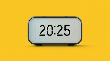 Alarm clock showing 2025 turning into 2026 which symbolizing New Year countdown of time transition, future planning, celebration and year-end change on yellow background and minimal concept.