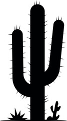 Black cactus silhouette illustration in simple flat vector style. Desert plant icon isolated, suitable for nature, desert, southwest theme, logo, and graphic design use. © Taslima