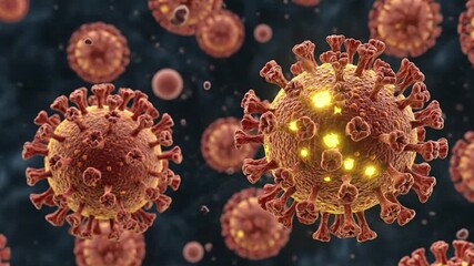 Sars-Cov-2 virus cell structure, microscopic view of pandemic threat - Powered by Adobe