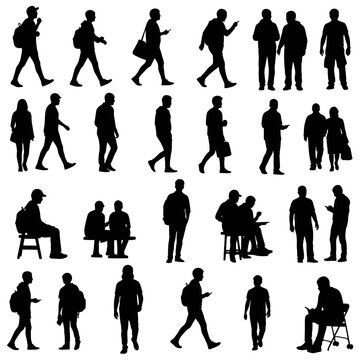 Silhouettes of People in Various Poses and Activities 1.