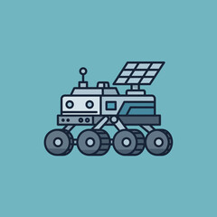 A wheeled vehicle with a solar panel and antenna.