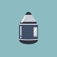 Stylized illustration of a pencil with a dark tip and grey barrel.