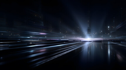 Abstract Digital Landscape: A futuristic, digitally rendered landscape is bathed in a cool, ethereal light. With sleek lines and an impression of rapid movement.