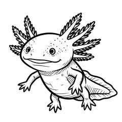 Cute axolotl illustration with cheerful expression and intricate details