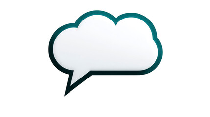 White cloud speech bubble with soft shadow, isolated on transparent background, ideal for communication, message, chat, or social media concepts, modern and minimal style