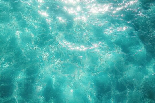 shimmering turquoise ocean surface with sunlight reflections and gentle ripples, calm and peaceful mood - Powered by Adobe