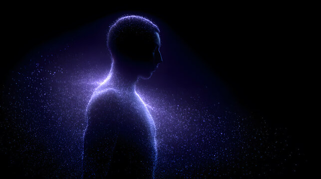Luminous Aura: A silhouetted figure, bathed in an ethereal glow, stands as a testament to the intangible power of the human spirit. The image captures the essence of introspection, self-awareness.